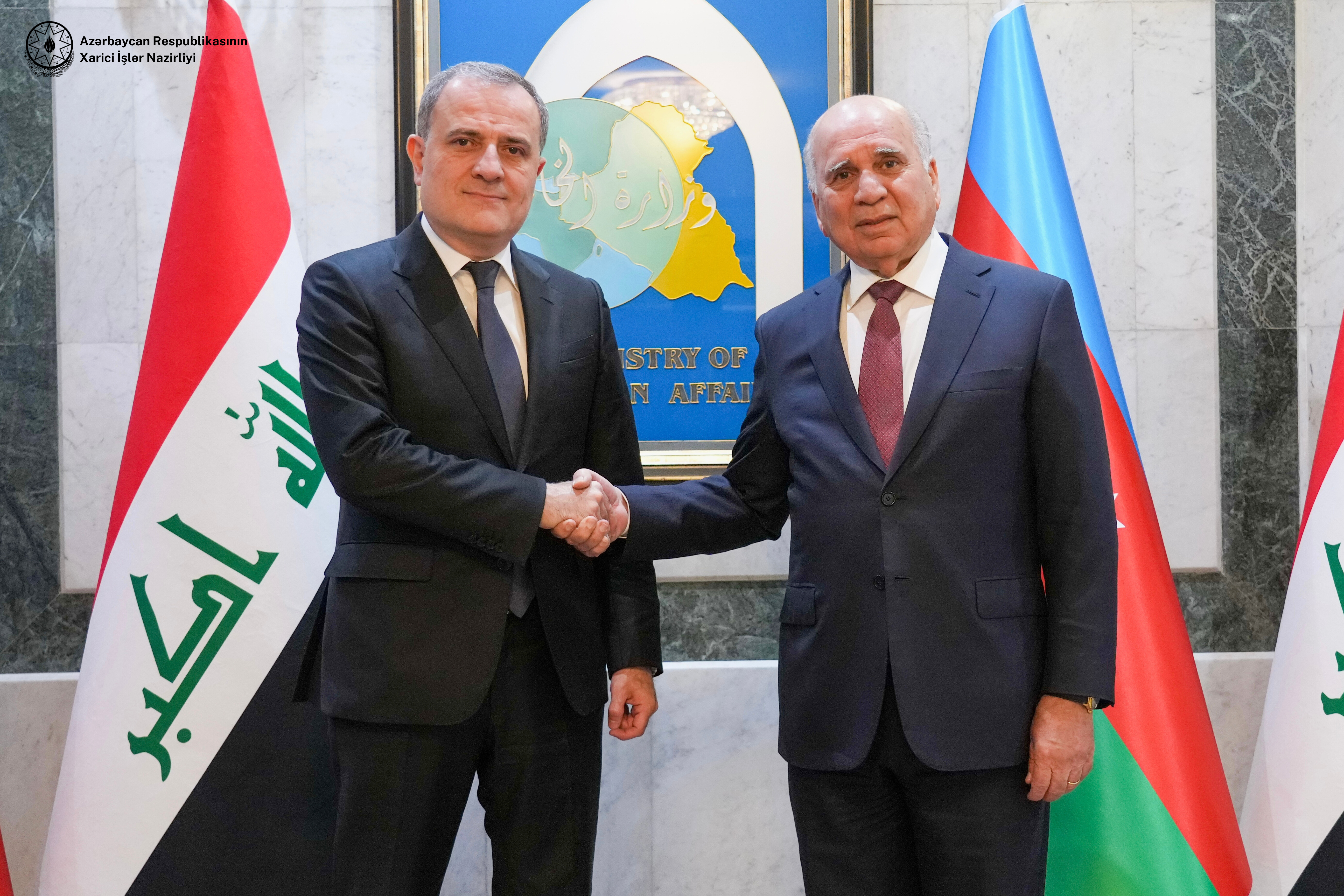 Minister of Foreign Affairs of the Republic of Azerbaijan Jeyhun Bayramov met with Deputy Prime Minister and Minister of Foreign Affairs of the Republic of Iraq Fuad Hussein Xeber basligi