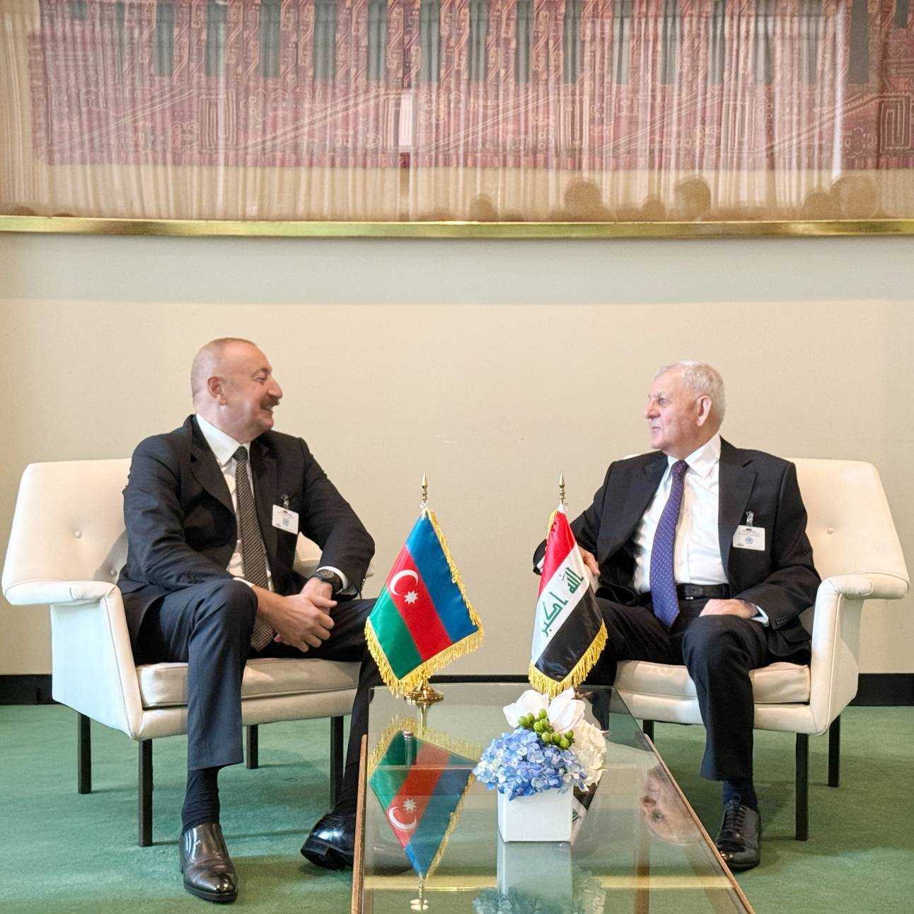Azərbaycan Respublikasının Prezidenti cənab İlham Əliyev BMT-nin Nyu-Yorkdakı mənzil-qərargahında İraq Respublikasının Prezidenti cənab Əbdüllətif Camal Rəşid ilə görüşüb Xeber basligi